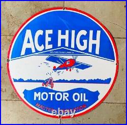 Porcelian Ace High Motor Oil Enamel Sign Size 30x30 Inches Double Sided