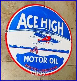 Porcelian Ace High Motor Oil Enamel Sign Size 30x30 Inches Double Sided