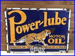 Power Lube Porcelain Sign Gas Motor Oil Power-Lube Original Powerine REAL SIGN