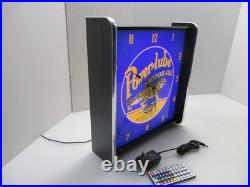 Power-Lube motor oil LED light up Advertising wall clock Brand New