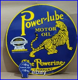 Power lube Motor Oil Porcelain Enamel Sign 30 X 30 Inches 1 sides