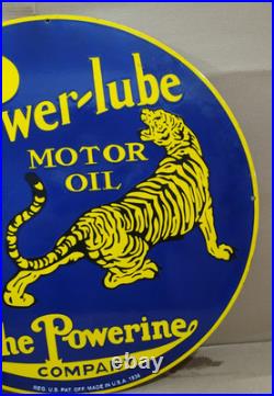 Power lube Motor Oil Porcelain Enamel Sign 30 X 30 Inches 1 sides