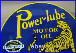 Power lube Motor Oil Porcelain Enamel Sign 30 X 30 Inches 1 sides