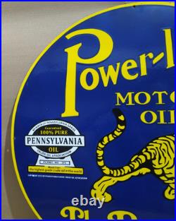 Power lube Motor Oil Porcelain Enamel Sign 30 X 30 Inches 1 sides