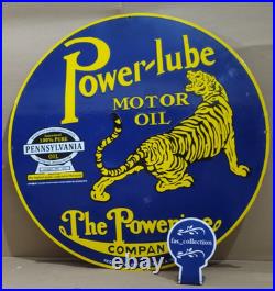 Power lube Motor Oil Porcelain Enamel Sign 30 x 30 Inches 1 Sided