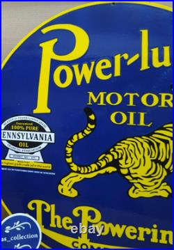 Power lube Motor Oil Porcelain Enamel Sign 30 x 30 Inches 1 Sided