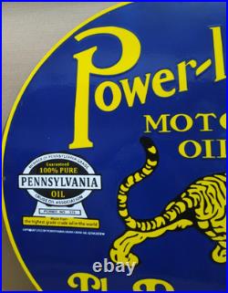 Power lube Motor Oil Porcelain Enamel Sign 30 x 30 Inches 1 Sided
