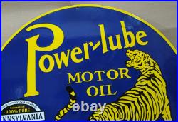 Power lube Motor Oil Porcelain Enamel Sign 30 x 30 Inches 1 Sided