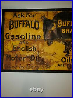 Prairie City Oil Co. Ltd. Rare Buffalo Gasoline And English Motor Oil Sign