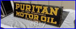 Puritan motor oil tin single sided sign original authentic