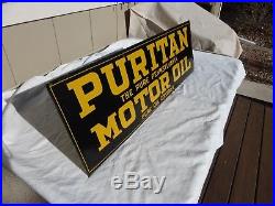 Puritan motor oil tin single sided sign original authentic
