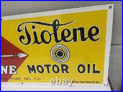 Purol Motor Oil Gasoline Porcelain Enamel Sign 36 x 15 Inches 1 Sided