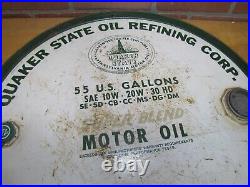 QUAKER STATE MOTOR OIL 55g Barrel Top Can Sign Advertising OIL CITY PENNSYLVANIA