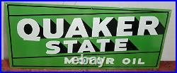 Quaker State Motor Oil Porcelain Enamel Sign 36 x 15 Inches 1 Sided