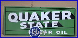 Quaker State Motor Oil Porcelain Enamel Sign 36 x 15 Inches 1 Sided