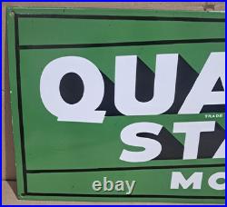 Quaker State Motor Oil Porcelain Enamel Sign 36 x 15 Inches 1 Sided