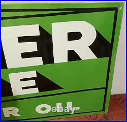 Quaker State Motor Oil Porcelain Enamel Sign 36 x 15 Inches 1 Sided