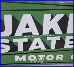 Quaker State Motor Oil Porcelain Enamel Sign 36 x 15 Inches 1 Sided