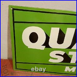 Quaker State Motor Oil Porcelain Enamel Sign 36 x 15 Inches 1 Sided