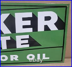 Quaker State Motor Oil Porcelain Enamel Sign 36 x 15 Inches 1 Sided