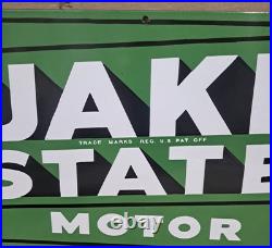 Quaker State Motor Oil Porcelain Enamel Sign 36 x 15 Inches 1 Sided