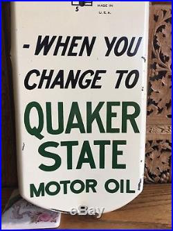 Quaker State Motor Oil Service Station 39 Metal Thermometer Sign Gas