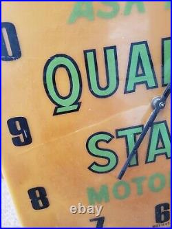 Quaker State Motor Oil Sign Clock Vintage Not Working As Is Condition Issues