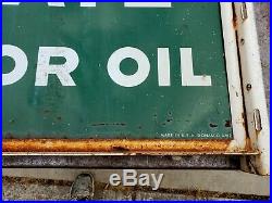 Quaker State Motor Oil Sign with original flange frame