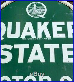 Quaker State Motor Oil Sign with original flange frame