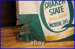 Quaker State Oil Sign Vintage Metal Advertising 7ft large Motor Oil Can Original