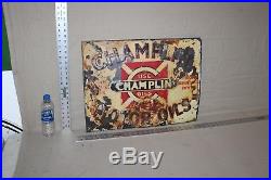 RARE 1930's CHAMPLIN MOTOR OIL EMBOSSED METAL SIGN GAS STATION SERVICE FORD 66