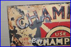 RARE 1930's CHAMPLIN MOTOR OIL EMBOSSED METAL SIGN GAS STATION SERVICE FORD 66