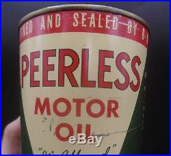 RARE 1930's VINTAGE B/A PEERLESS MOTOR OIL IMPERIAL QUART CAN BRITISH AMERICAN