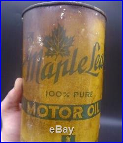 RARE 1930's VINTAGE MAPLE LEAF MOTOR OIL IMPERIAL QUART CAN (MONTREAL QUE)