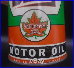 RARE 1940's VINTAGE SUPERTEST SUPER DUTY MOTOR OIL IMPERIAL QUART CAN