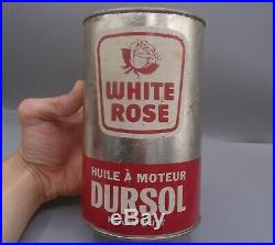 RARE 1950's VINTAGE WHITE ROSE DURSOL MOTOR OIL IMPERIAL QUART CANS