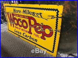 RARE LARGE WOCO PEP MOTOR OIL PORCELAIN SIGN GAS OIL DOUBLE SIDED 60in By 30in