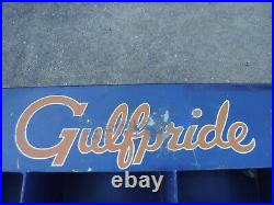 RARE Original Vintage Gulf Pride Motor Oil Display Rack Sign Service Gas Station