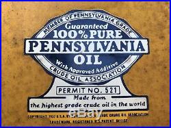 RARE Vintage 1932 PENN HILLS Pennsylvania PA Motor Oil Smaltz Glass Metal Sign