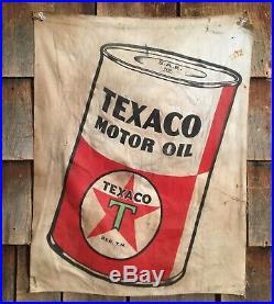 RARE Vintage 1935 TEXACO Motor Oil Gas Service Station Banner Sign