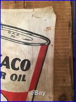 RARE Vintage 1935 TEXACO Motor Oil Gas Service Station Banner Sign