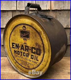 RARE Vintage EN-AR-CO Motor Oil 5 Gallon Gas Service Station Oil Can Rocker Sign