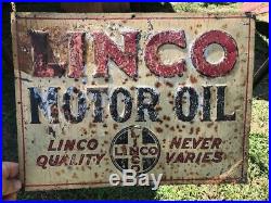 RARE Vintage Linco Motor Oil Metal/ Tin Tacker Sign