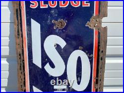 RARE Vintage Original ISO=VIS Anti-Sludge D Motor Oil Porcelain Sign RARE Vintage Original ISO=VIS Anti-Sludge D Motor Oil Porcelain Sign