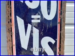RARE Vintage Original ISO=VIS Anti-Sludge D Motor Oil Porcelain Sign RARE Vintage Original ISO=VIS Anti-Sludge D Motor Oil Porcelain Sign