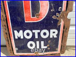 RARE Vintage Original ISO=VIS Anti-Sludge D Motor Oil Porcelain Sign RARE Vintage Original ISO=VIS Anti-Sludge D Motor Oil Porcelain Sign
