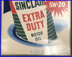 RARE Vintage Original SINCLAIR Extra Duty Motor Oil Gas Station Dealer Sign 43