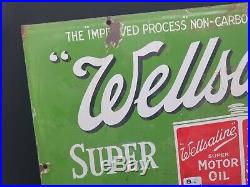 RARE Wellsaline Motor Oil Enamel Sign Vintage Automobilia Garage Petroliana