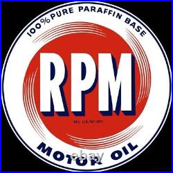 RPM Motor Oil by Standard Oil Company NEW Sign 40 Dia. Round USA Steel XXL Size