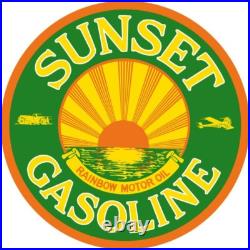 Rainbow Motor Oil, Sunset Gasoline NEW Sign 28 Dia. Round USA Steel 2 SIDED